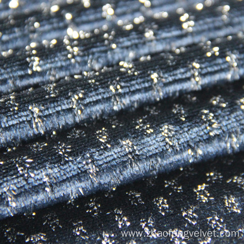 Warp Knitting Polyester Silver Metalic Velvet Fabric